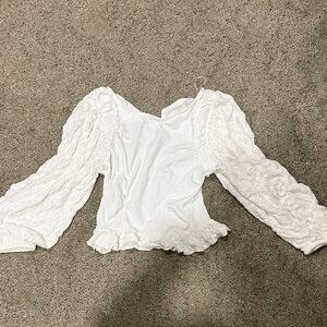 NWT Free People Olivia white ruffle fitted top sz L